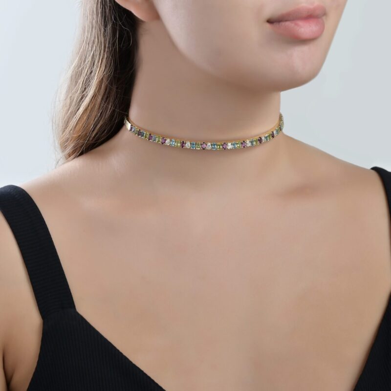 Daily Dazzle Diamond Choker with Precious Stones - Image 2