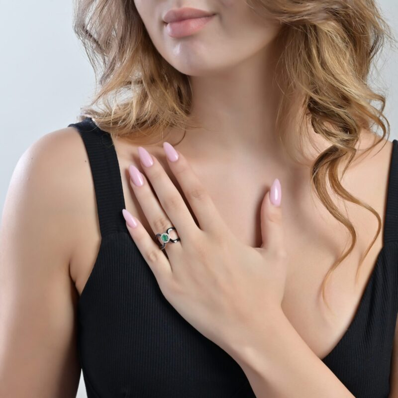 Daily Dazzle Diamond Ring with Emerald and Enamel - Image 2