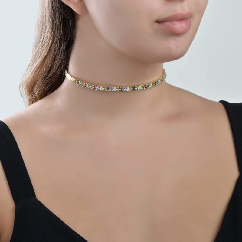 Daily Dazzle Diamond Choker with Precious Stones - Image 2