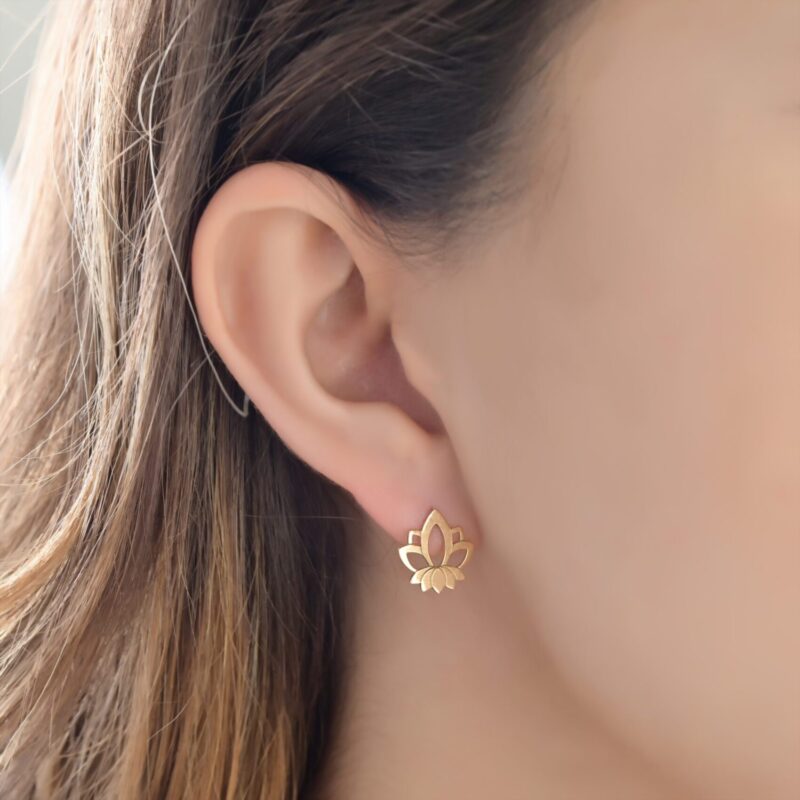Lotus Gold Earrings - Image 2