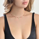 Emblem Gold Necklace with Colored Stones - Image 2