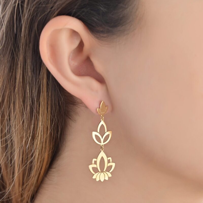 Lotus Gold Earrings - Image 2