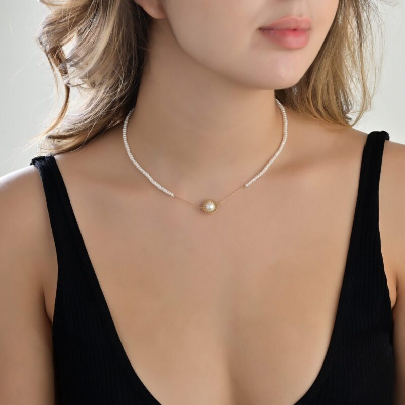 Daily Dazzle Gold Necklace with Pearls - Image 2