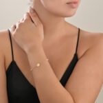 Zodiac Gold Bracelet Sun Face with Pearls - Image 2