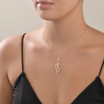 Leaves Gold Necklace with Colored Stones - Image 2