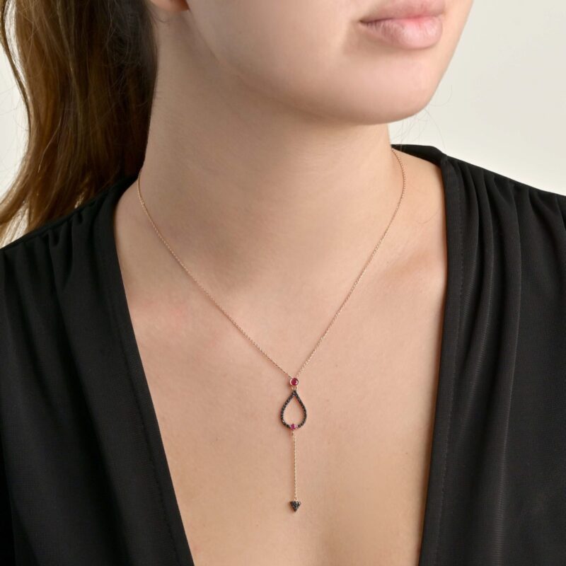 Daily Dazzle Diamond Necklace with Black Diamond and Sapphire - Image 2