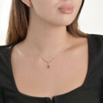 Classic Diamond Necklace with Ruby - Image 2