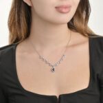 Classic Diamond Necklace with Blue Sapphire - Image 2