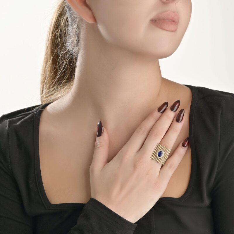 Daily Dazzle  Diamond Ring with Blue Sapphire - Image 2