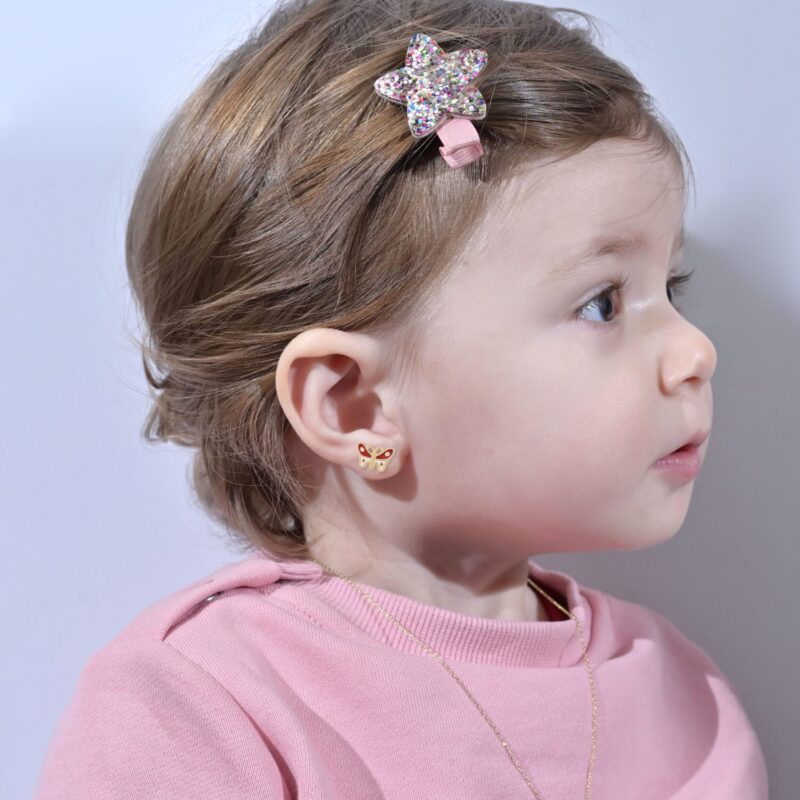 Kids Butterfly Earrings with Enamel - Image 2