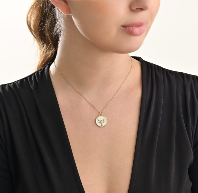 Zodiac Diamond Necklace Taurus with Enamel - Image 2
