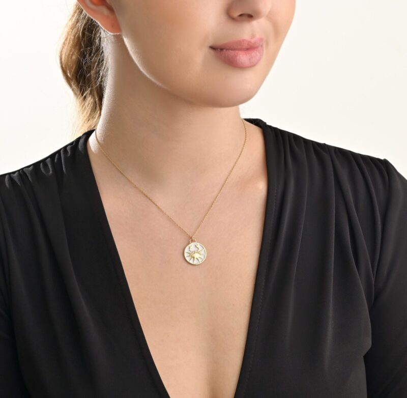 Zodiac Diamond Necklace Cancer with Enamel - Image 2