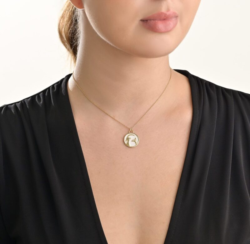 Zodiac Diamond Necklace Capricorn with Enamel - Image 2