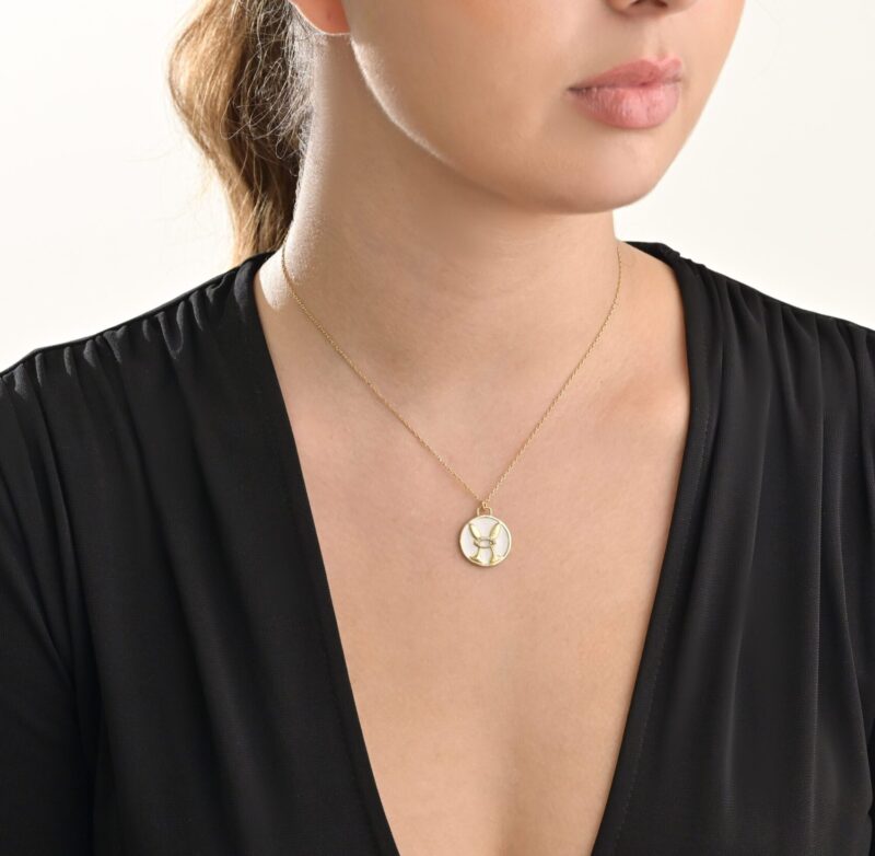 Zodiac Diamond Necklace Pisces with Enamel - Image 2