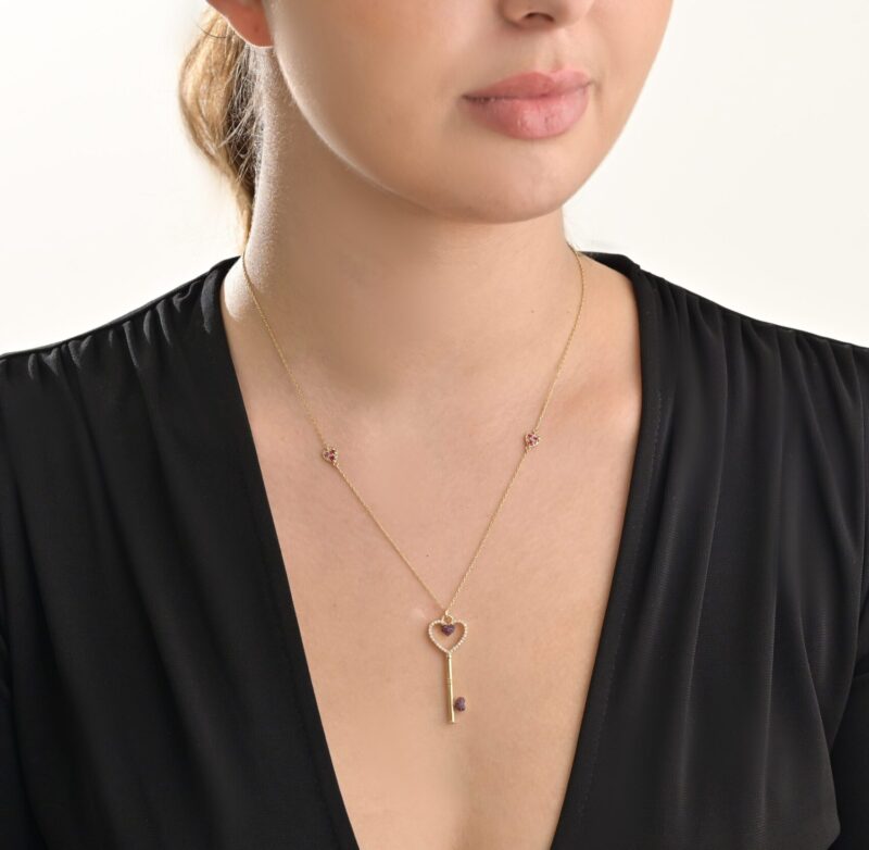 Daily Dazzle Diamond Love Key Necklace - Image 2