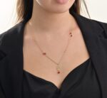 Lotus Gold Necklace with Colored Stones - Image 2