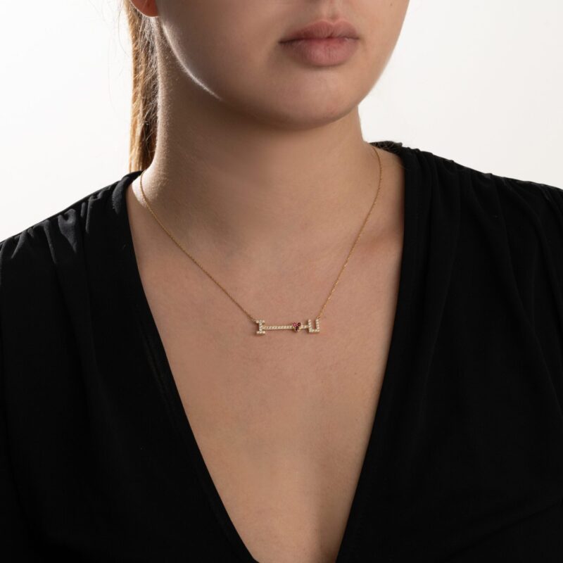 Love Lock Diamond Necklace with Ruby - Image 2