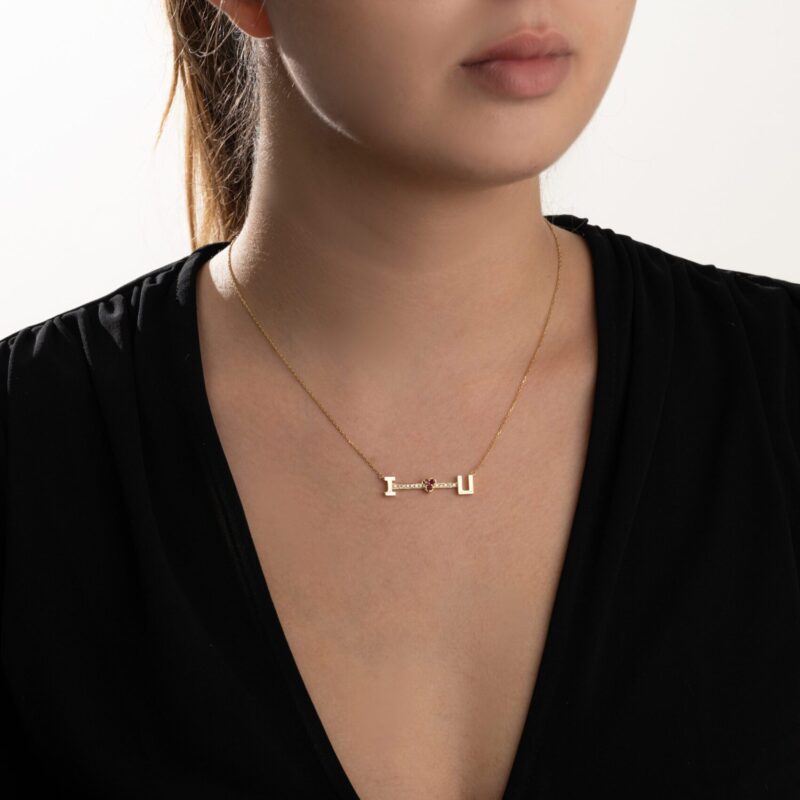 Love Lock Diamond Necklace with Ruby - Image 2