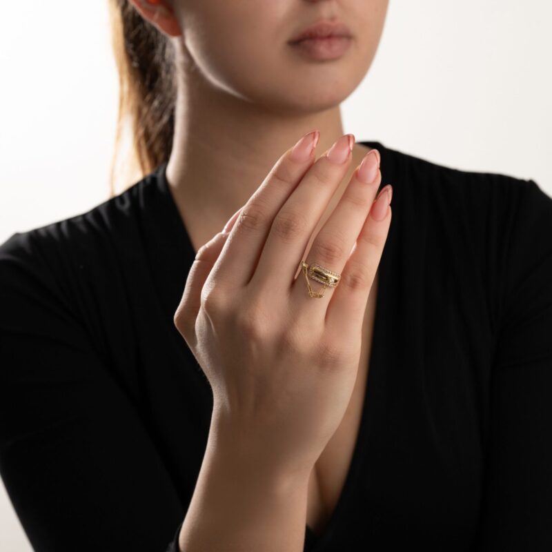 Love Lock Diamond Ring with Pink Sapphire - Image 2