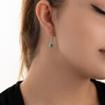 Classic Diamond Earrings with Emerald - Image 2
