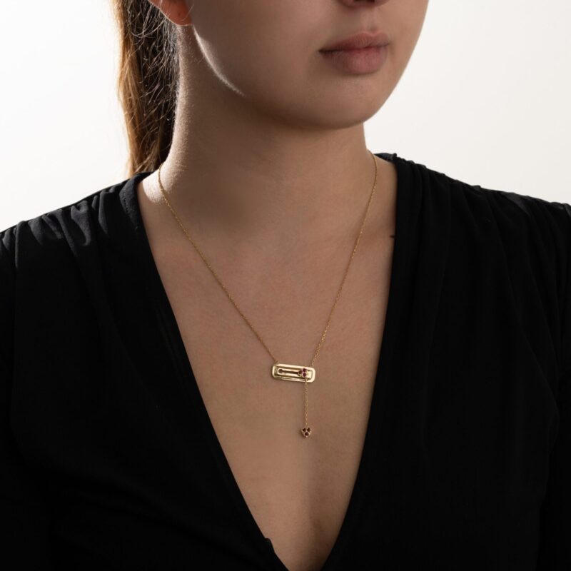 Love Lock Necklace with Ruby - Image 2