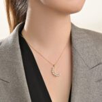 Moon Diamond Necklace with Pearl - Image 2