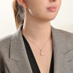 Moon Diamond Necklace with Pearl - Image 2