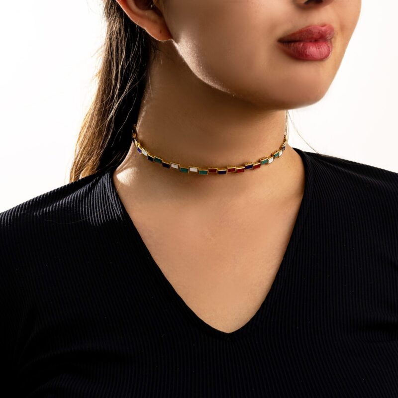 Daily Dazzle Gold Choker with Enamel - Image 2