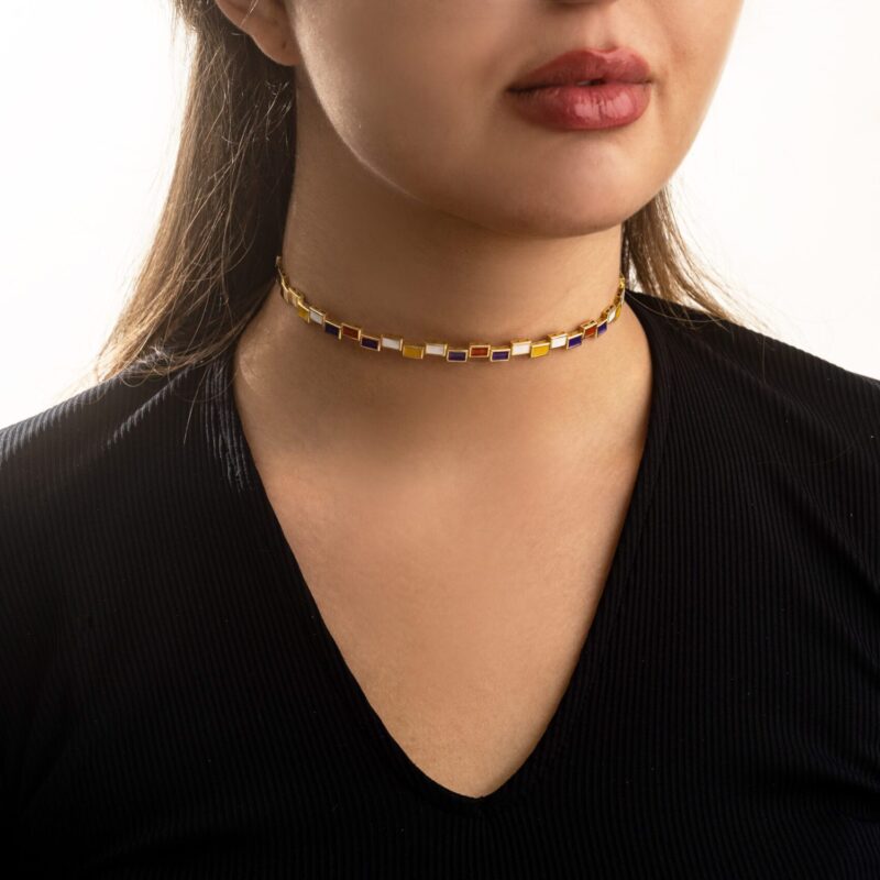 Daily Dazzle Gold Choker with Enamel - Image 2