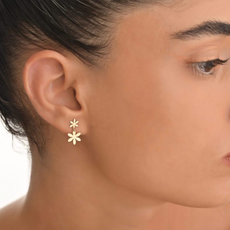 Daily Dazzle Summer Flower Gold Earrings - Image 2