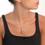 Teddy Bear Diamond Necklace with Pink Sapphire - Image 2