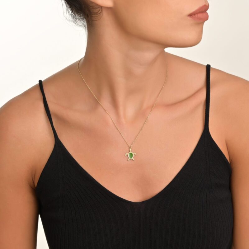 Daily Dazzle Turtle Gold Necklace with Enamel - Image 2