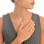 Spider Web Gold Ring with Colored Stone - Image 2