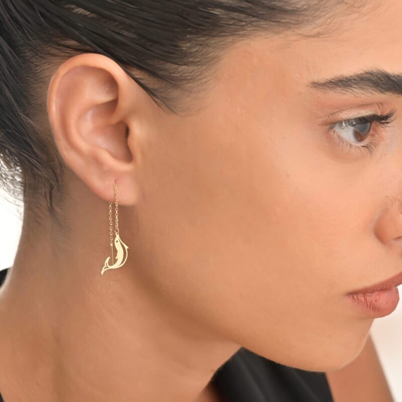 Daily Dazzle Summer Dolphin Gold Earrings - Image 2