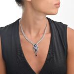 Classic Diamond Necklace with Colored Stones - Image 2
