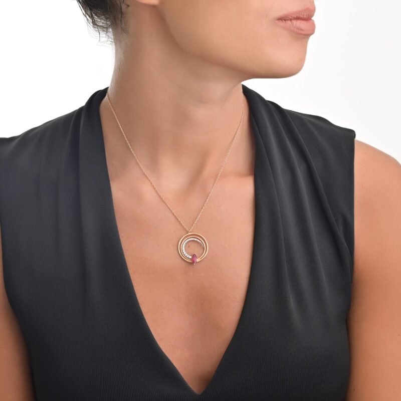 Daily Dazzle Diamond Necklace with Ruby - Image 2