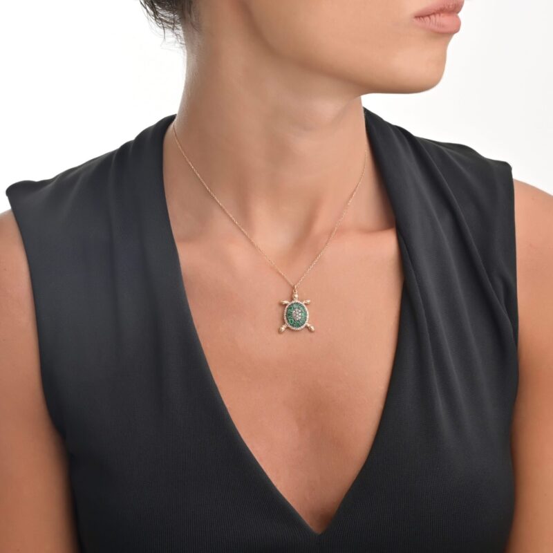 Daily Dazzle Turtle Necklace with fancy diamonds - Image 2