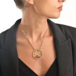 Lotus Gold Necklace with colored stones - Image 2