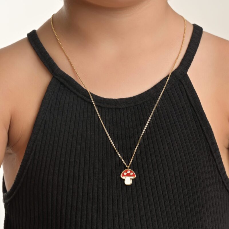 Kids Mushroom Necklace with Enamel - Image 2