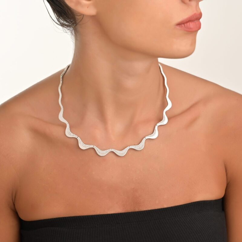 Waves Bridal Collection Diamond Necklace - Image 2