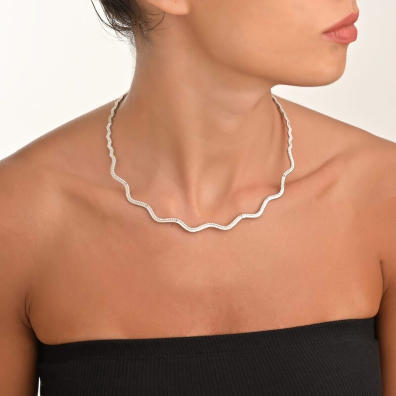 Waves Bridal Collection Diamond Necklace - Image 2