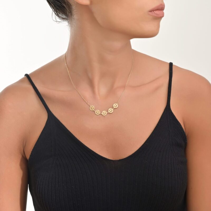 Daily Dazzle Smiley Faces Gold Necklace - Image 2