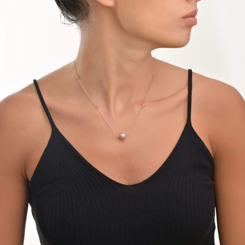 Emblem Gold Necklace with Pearl - Image 2