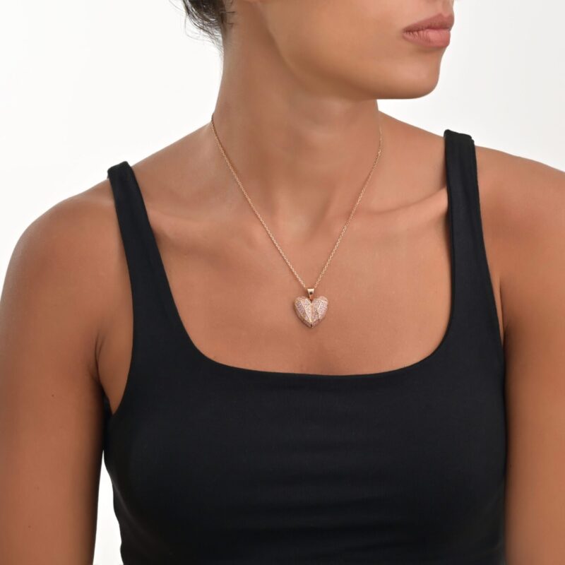 Emblem Heart Necklace with Pink Sapphire - Image 2