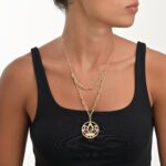 Lotus Gold Necklace with colored stones - Image 2