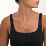 Lotus Gold Necklace with colored stones - Image 2