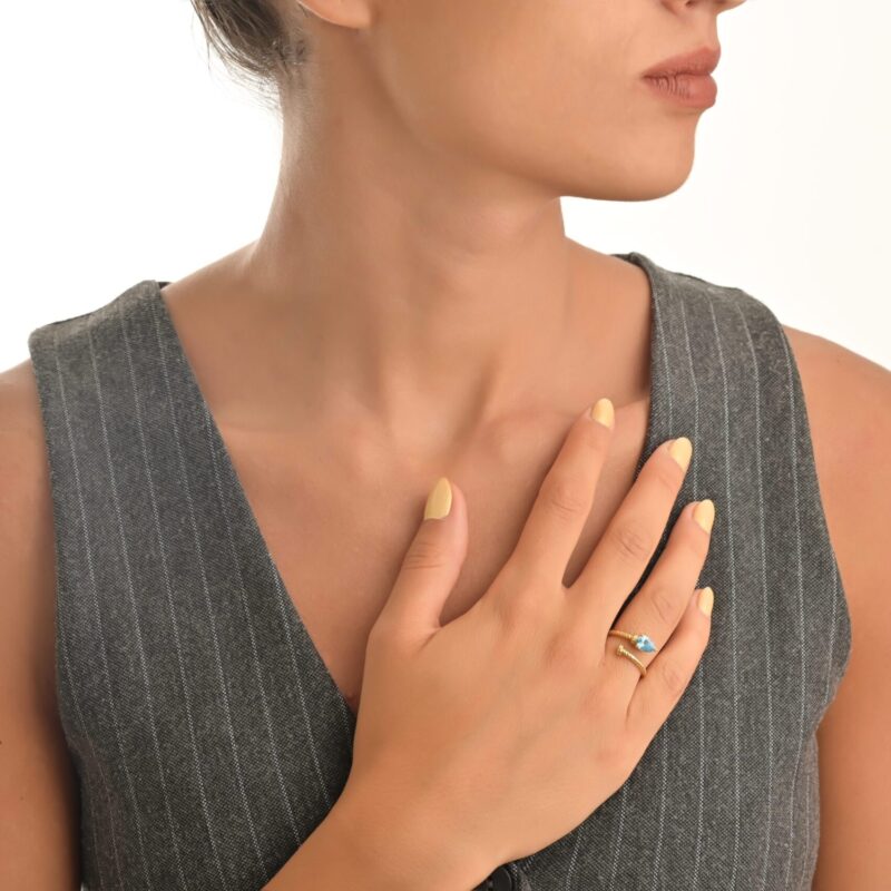 Daily Dazzle Summer Gold Ring with colored stone - Image 2