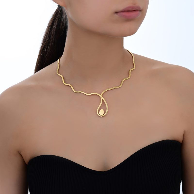 Waves Bridal Collection Gold Necklace - Image 2
